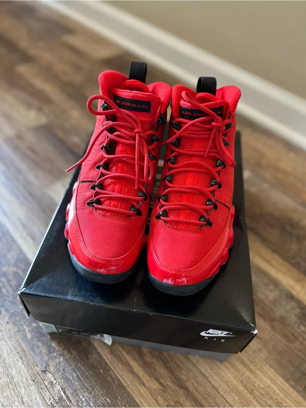 Jordan Kids Red High-Top Sneakers with Black Accents